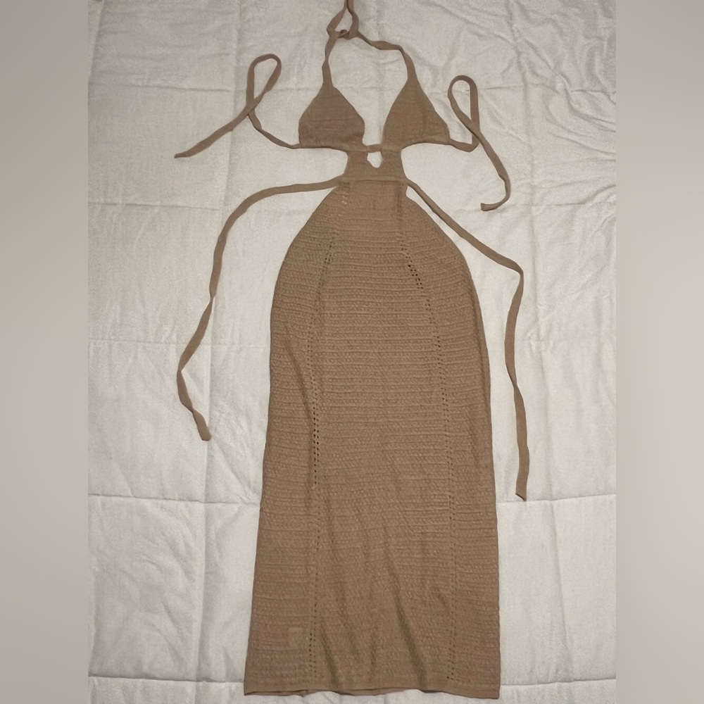 Beige crochet dress